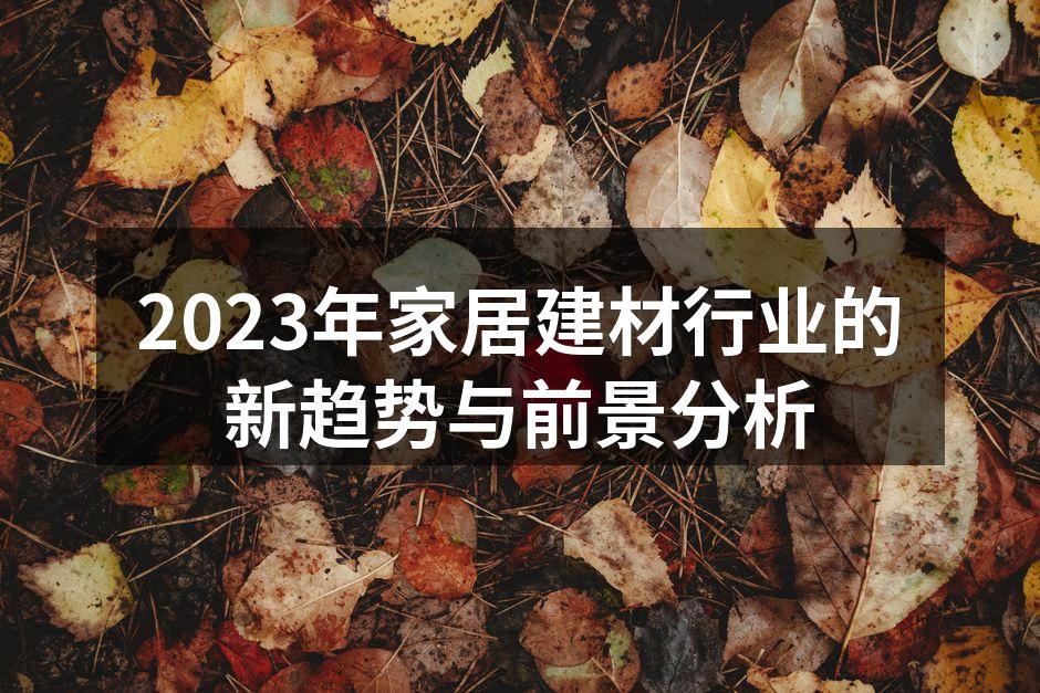 2023年家居建材行业的新趋势与前景分析